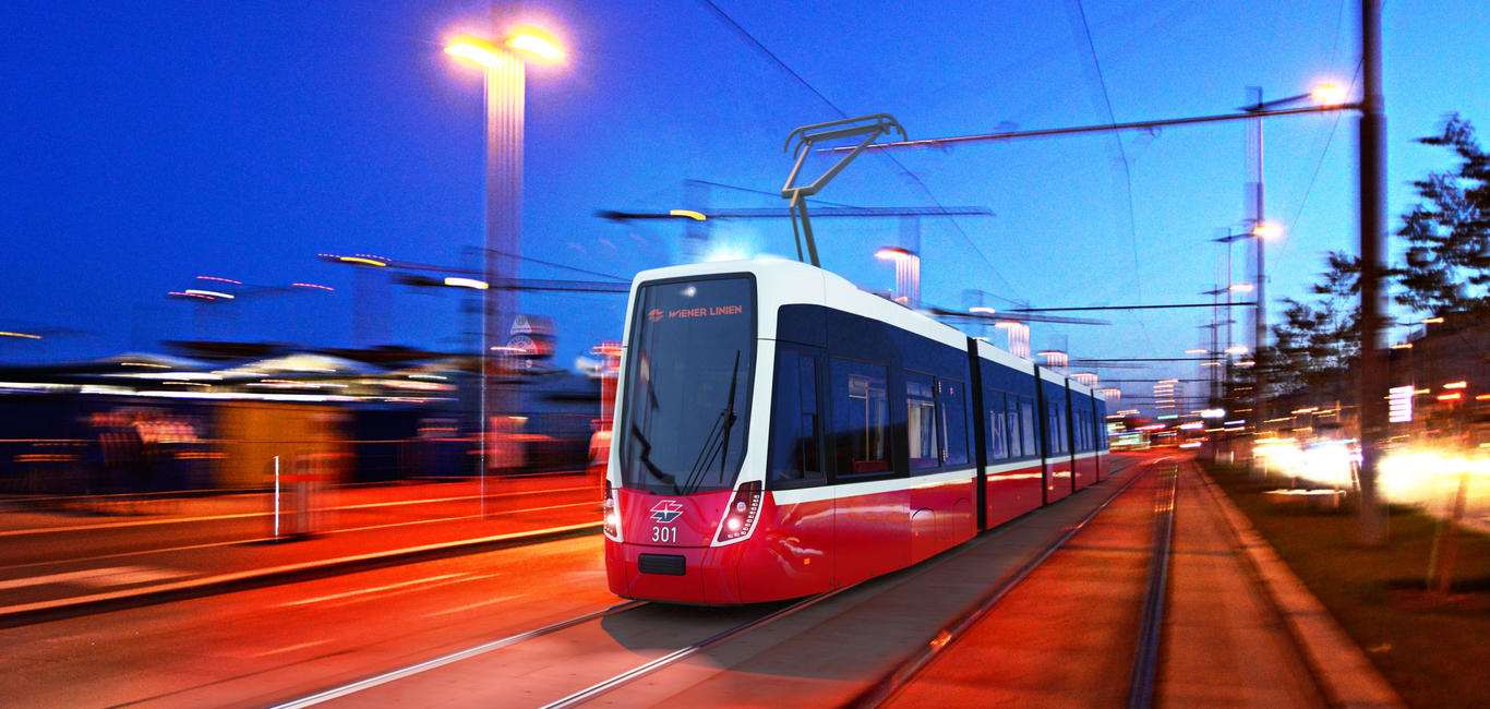 The Flexity tram from Alstom in operation in Vienna